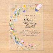 Simple Custom White & Yellow Watercolor Birthday Acryleinladungen (Vorderseite)