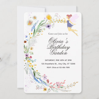 Simple Custom White & Yellow Watercolor Birthday Einladung