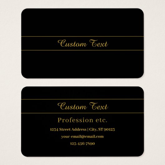 Simple Customizable Gold & Black Text Design  (Vorne & Hinten)