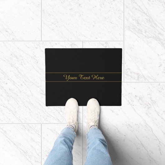 Simple Customizable Gold & Black Text Design Fußmatte (Indoor)
