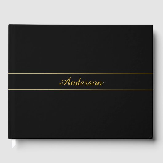 Simple Customizable Gold & Black Text Design  Gästebuch (Vorderseite)