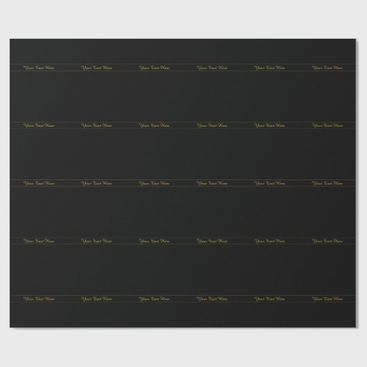 Simple Customizable Gold & Black Text Design Geschenkpapier (Flach)