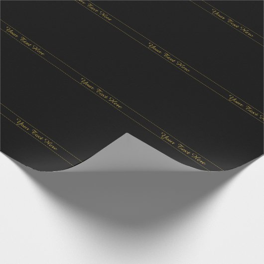 Simple Customizable Gold & Black Text Design  Geschenkpapier (Ecke)