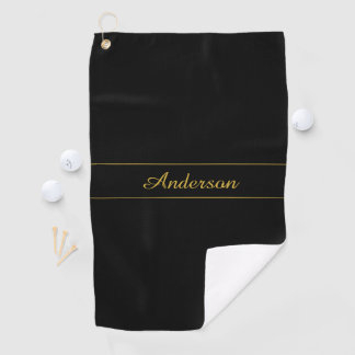 Simple Customizable Gold & Black Text Design  Golfhandtuch