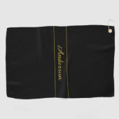 Simple Customizable Gold & Black Text Design  Golfhandtuch (Horizontal)