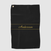 Simple Customizable Gold & Black Text Design  Golfhandtuch (Vorderseite)