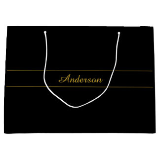 Simple Customizable Gold & Black Text Design  Große Geschenktüte