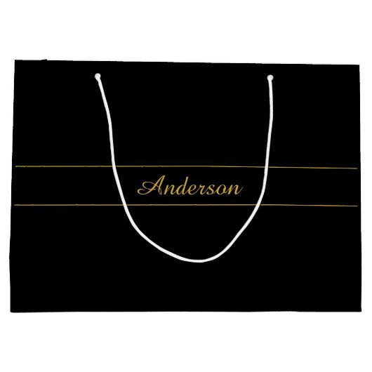 Simple Customizable Gold & Black Text Design  Große Geschenktüte (Rückseite)