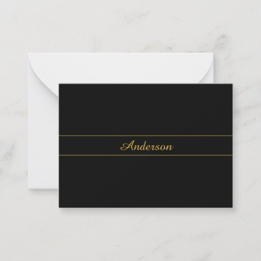 Simple Customizable Gold & Black Text Design  Mitteilungskarte (Vorderseite)