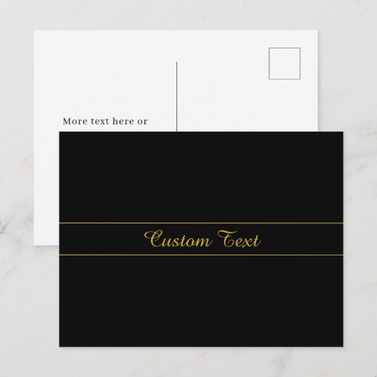 Simple Customizable Gold & Black Text Design  Postkarte (Vorne/Hinten)