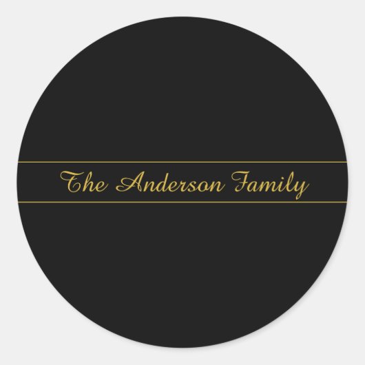 Simple Customizable Gold & Black Text Design  Runder Aufkleber (Vorderseite)