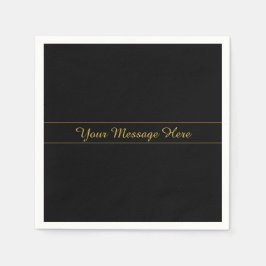 Simple Customizable Gold & Black Text Design  Serviette