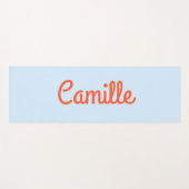 Simple Cute Blue and Orange Personalized Script Yogamatte (Vorderseite (Horizontal))