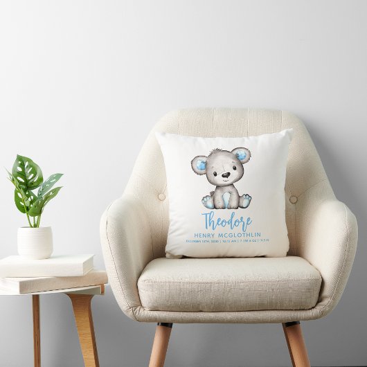 Simple Cute Blue Bear Baby Boy Kissen