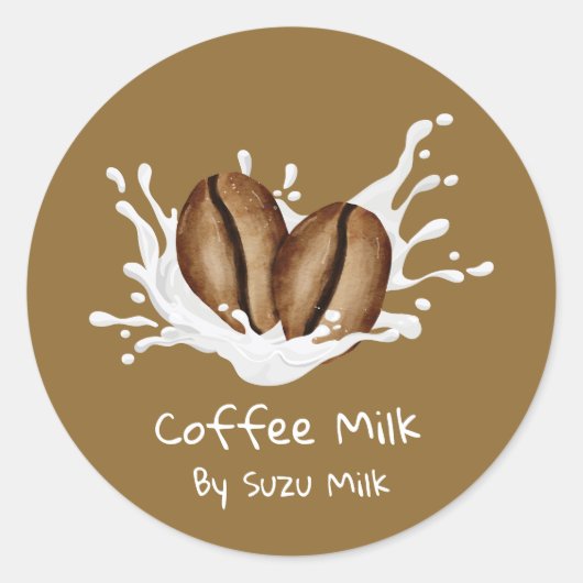 Simple Cute Coffee Milk Label Runder Aufkleber (Vorderseite)