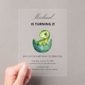 Simple Cute Green Dinosaur Birthday Party Invitati Acryleinladungen (Insitu (Handheld))