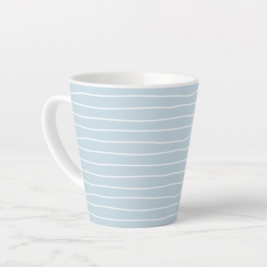 Simple Cute Light Blue Water Texture Wavy Stripe Milchtasse (Linke Ecke)