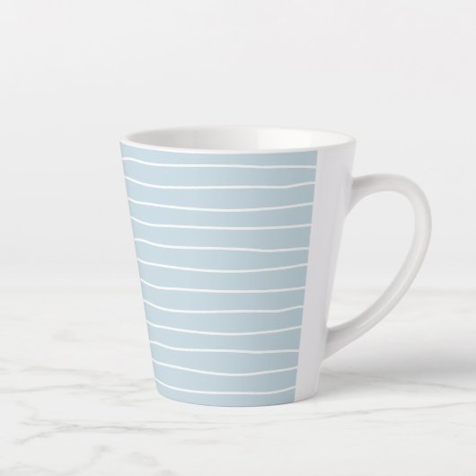 Simple Cute Light Blue Water Texture Wavy Stripe Milchtasse (Rechts)
