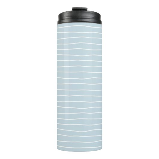 Simple Cute Light Blue Water Texture Wavy Stripe Thermosbecher (Vorderseite)