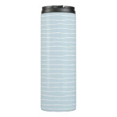 Simple Cute Light Blue Water Texture Wavy Stripe Thermosbecher (Rückseite)