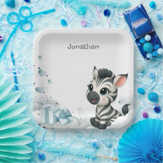 Simple cute little cartoon zebra pappteller (Party)