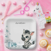 Simple cute little cartoon zebra pappteller (Party)