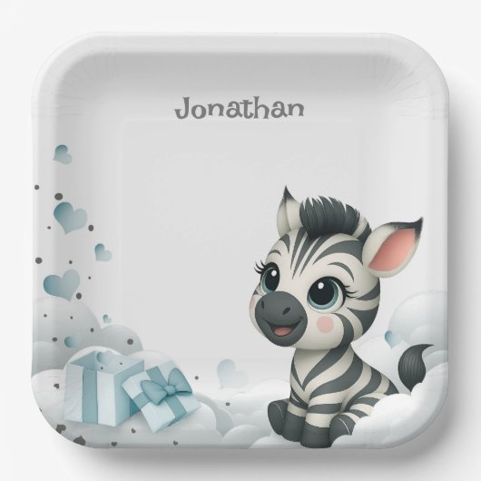 Simple cute little cartoon zebra pappteller (Vorderseite)