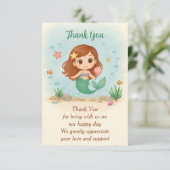Simple cute little mermaid dankeskarte (Stehend Vorderseite)