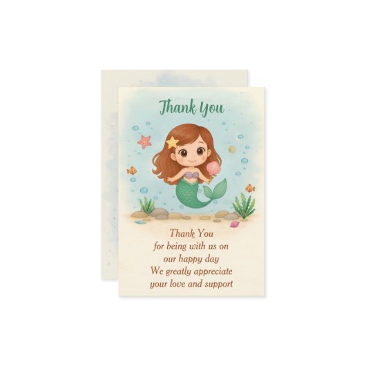 Simple cute little mermaid dankeskarte (Vorderseite/Rückseite Beispiel)