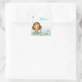 Simple cute little mermaid quadratischer aufkleber (Tasche)