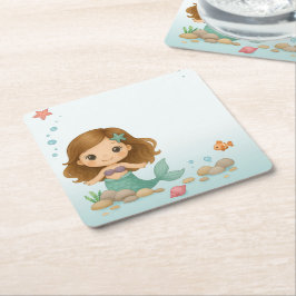 Simple cute little mermaid rechteckiger pappuntersetzer