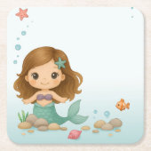 Simple cute little mermaid rechteckiger pappuntersetzer (Vorderseite)