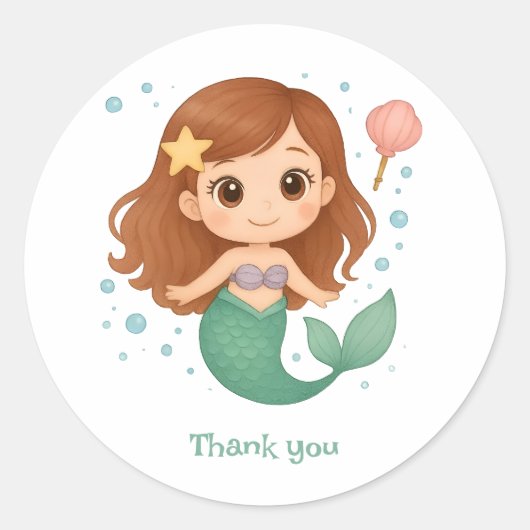 Simple cute little mermaid runder aufkleber (Vorderseite)