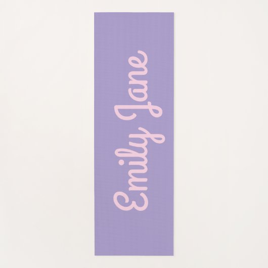 Simple Cute Pink and Purple Script Personalized Yogamatte (Vorderseite)