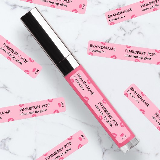 Simple Cute Pink Berry Pop Custom Lip Gloss & Tint Etiketten