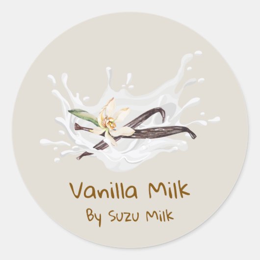 Simple Cute Vanilla Milk Label Runder Aufkleber (Vorderseite)