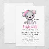 Simple Cute We Can Bearly Wait Pink Baby Shower Einladung (Vorne/Hinten)