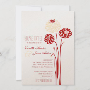 Simple Dahlia - Metallic Red Wedding Einladung
