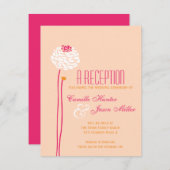 Simple Dahlia - Rosa & Orange Empfang Einladung (Vorne/Hinten)
