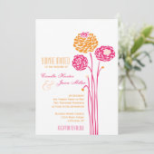 Simple Dahlia - Rosa & Orange Wedding Einladung (Stehend Vorderseite)