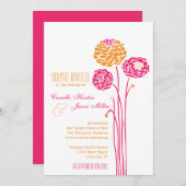 Simple Dahlia - Rosa & Orange Wedding Einladung (Vorne/Hinten)