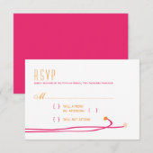 Simple Dahlia - Rosa & Orange Wedding RSVP Karte (Vorne/Hinten)