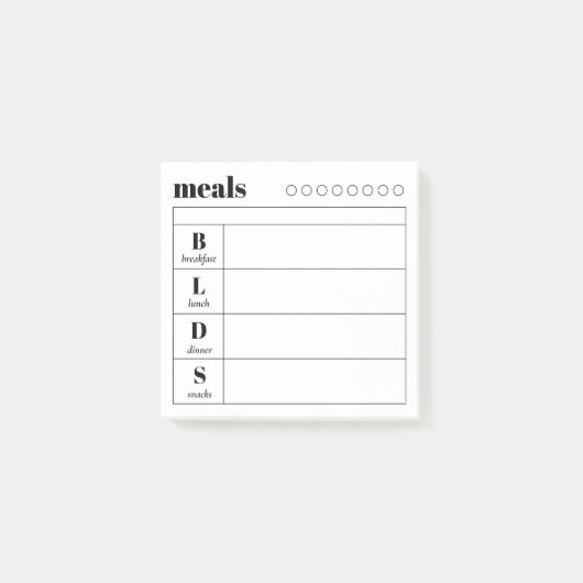 Simple Daily Meal Planner Sticky Notes Pad Post-it Klebezettel (Vorderseite)