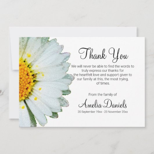 Simple Daisy Beerdigung Danke, Cards Einladung (Vorderseite)