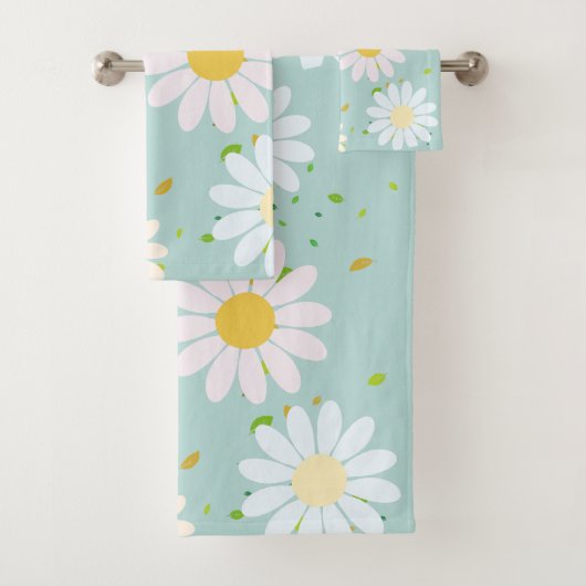Simple Daisy Blume Floral Pattern trendy Girly Badhandtuch Set (Insitu)