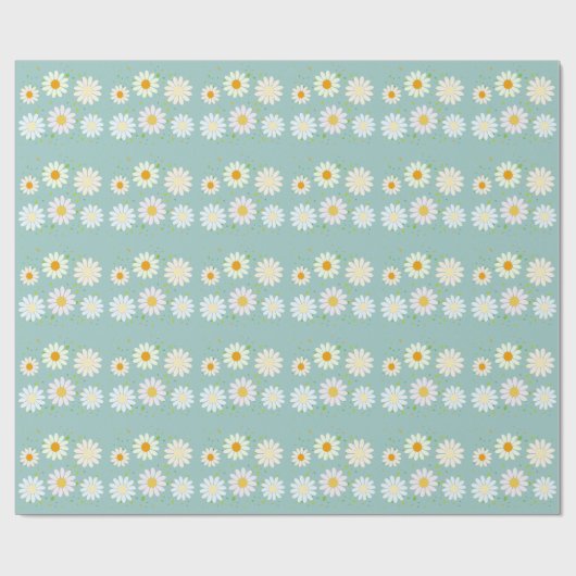 Simple Daisy Blume Floral Pattern trendy Girly Geschenkpapier (Flach)