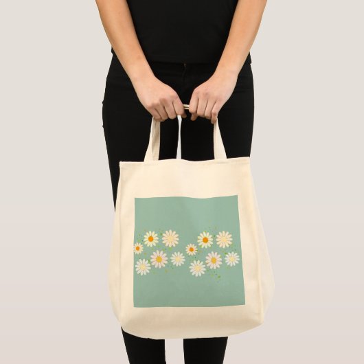 Simple Daisy Blume Floral Pattern trendy Girly Tragetasche (Vorderseite (Produkt))