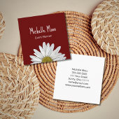Simple Daisy Boho Red Burgundy Event Planner Quadratische Visitenkarte