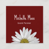 Simple Daisy Boho Red Burgundy Event Planner Quadratische Visitenkarte (Vorderseite)