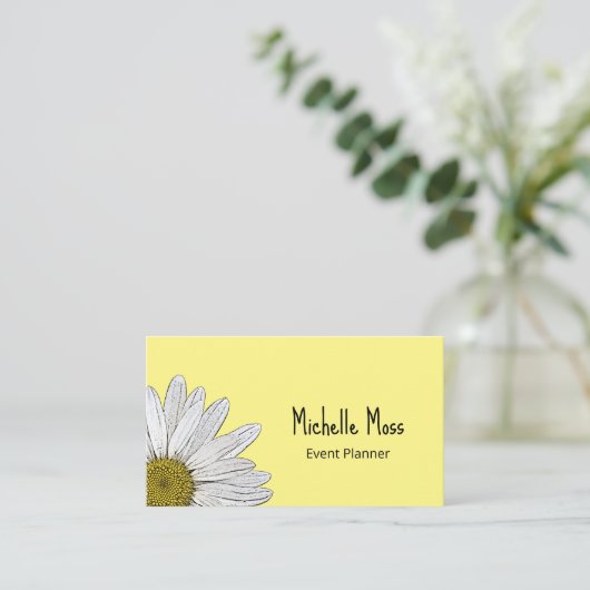 Simple Daisy Botanisches Land Gelb Visitenkarte (Stehend Vorderseite)